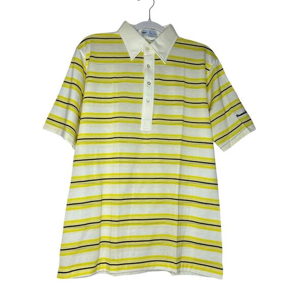 Vintage Pickering Large Polo Golf Short Sleeve Stripe Shirt Horseshoe Bend ￼ - Picture 1 of 9